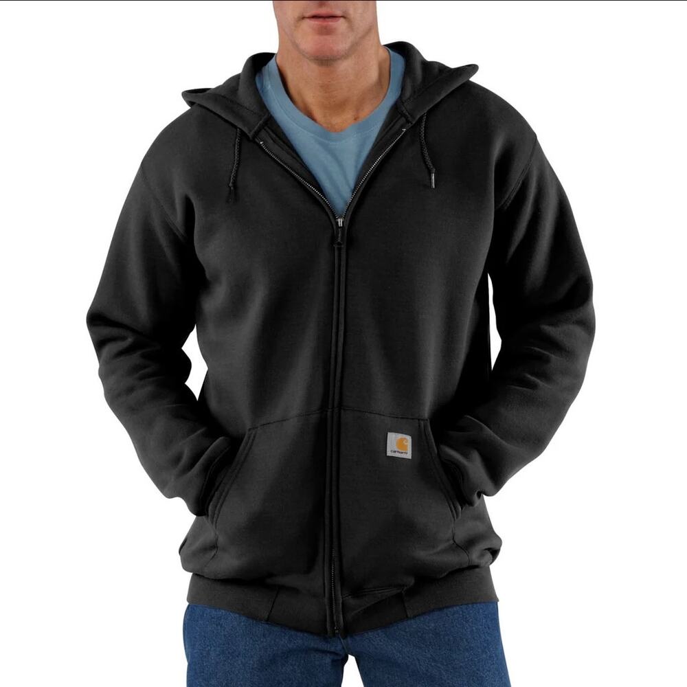Carhartt TS0122 Mid-weight Zip Front Hooded Sweat Size XXL 2XL Loose Fit Black